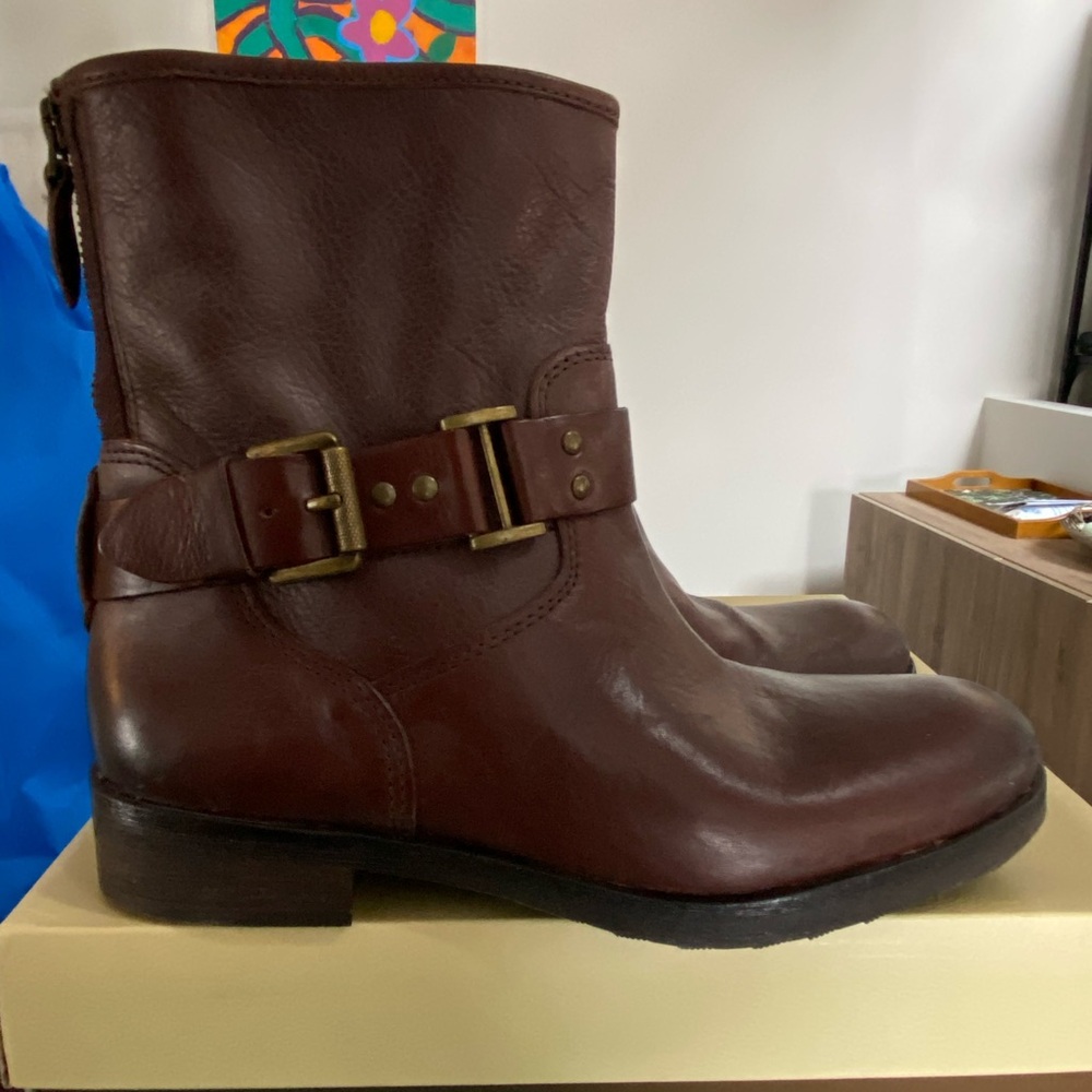 Franco Sarto brown leather moto boots NIB